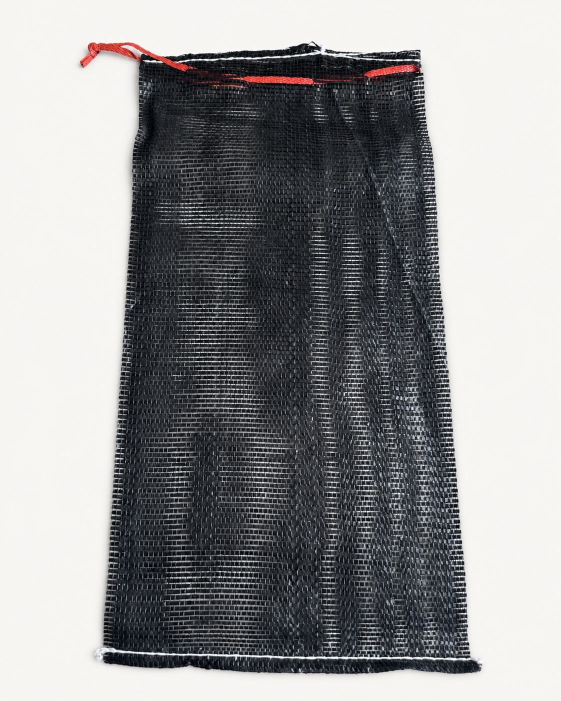 Black drawstring mesh bag