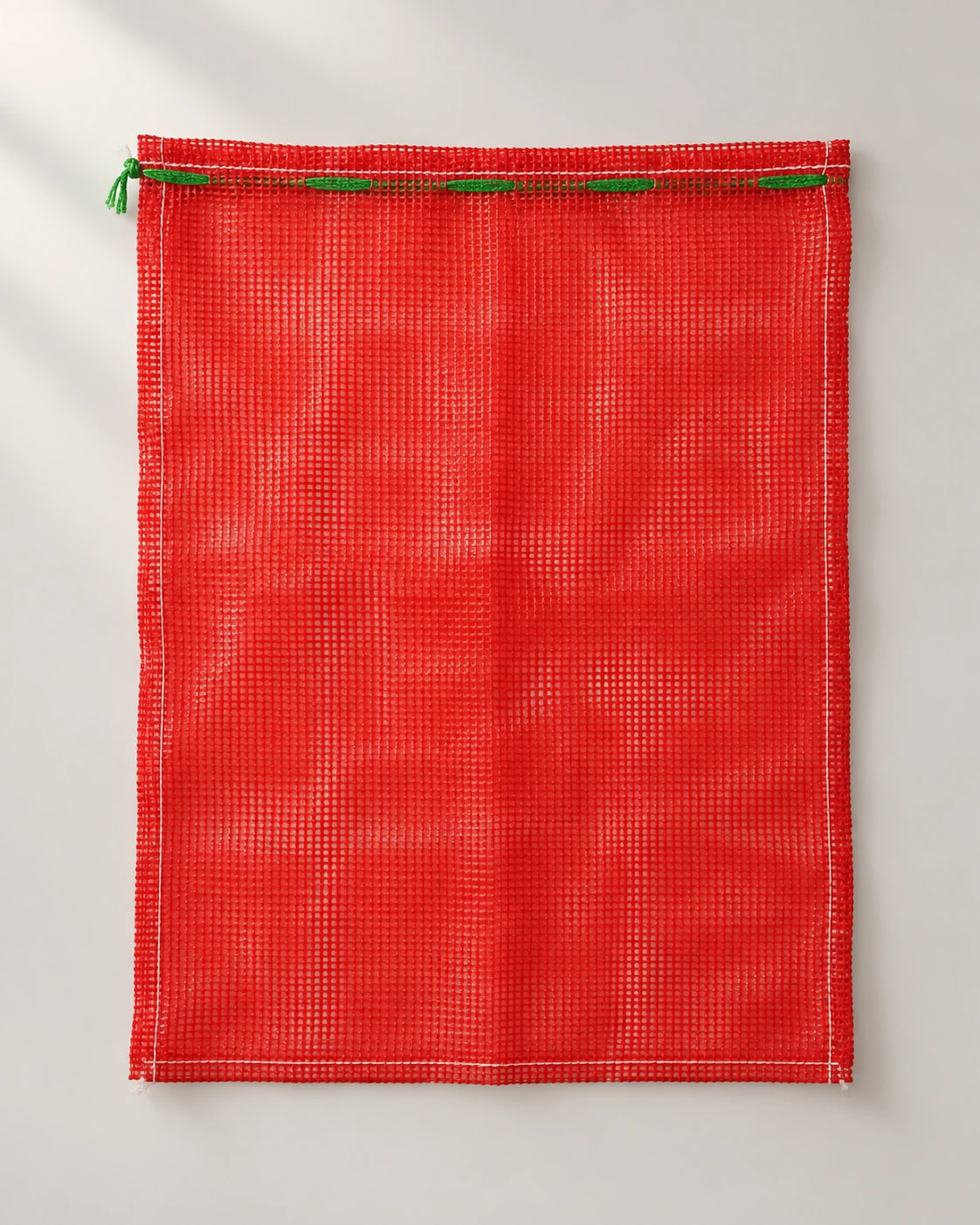 Red mesh · green drawstring