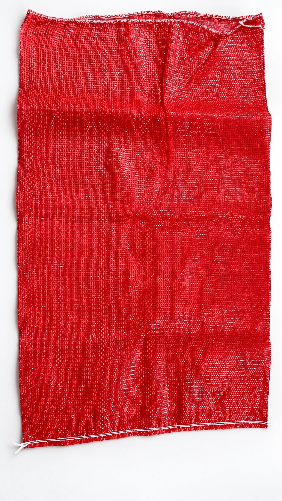 Red mesh bag · flat view