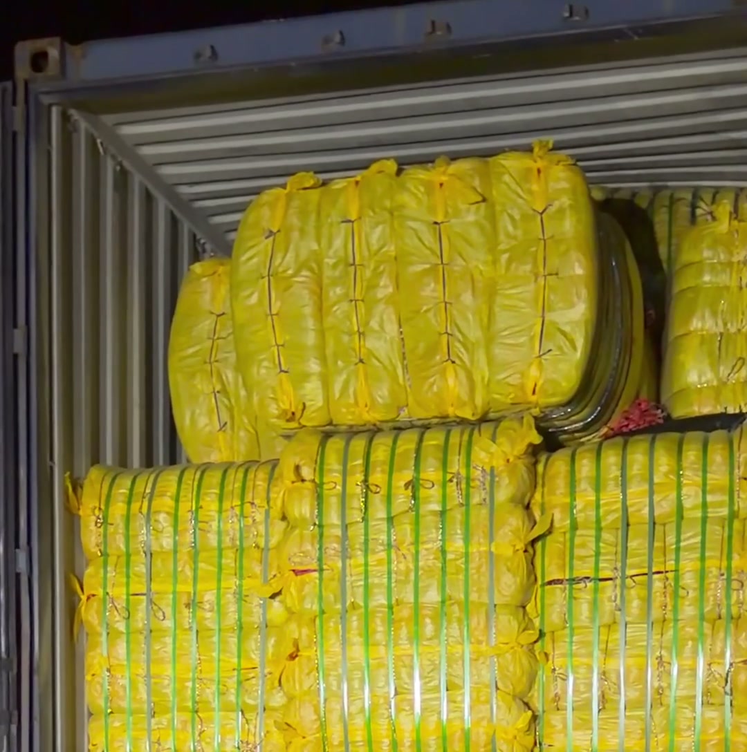 Packed bales in a container